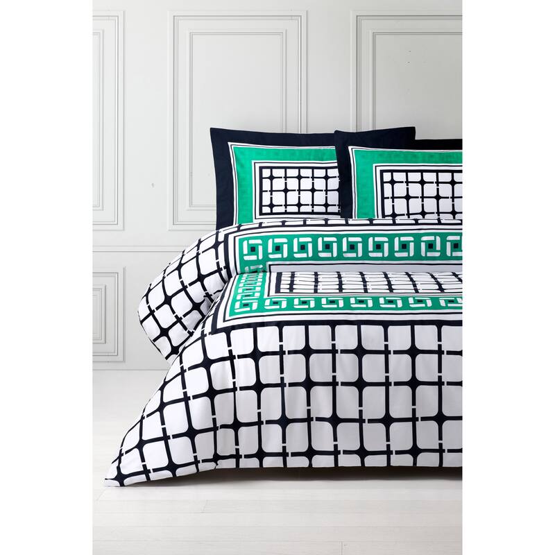 Brooks Brothers Framed Print Cotton Sateen Duvet Cover Set - Queen