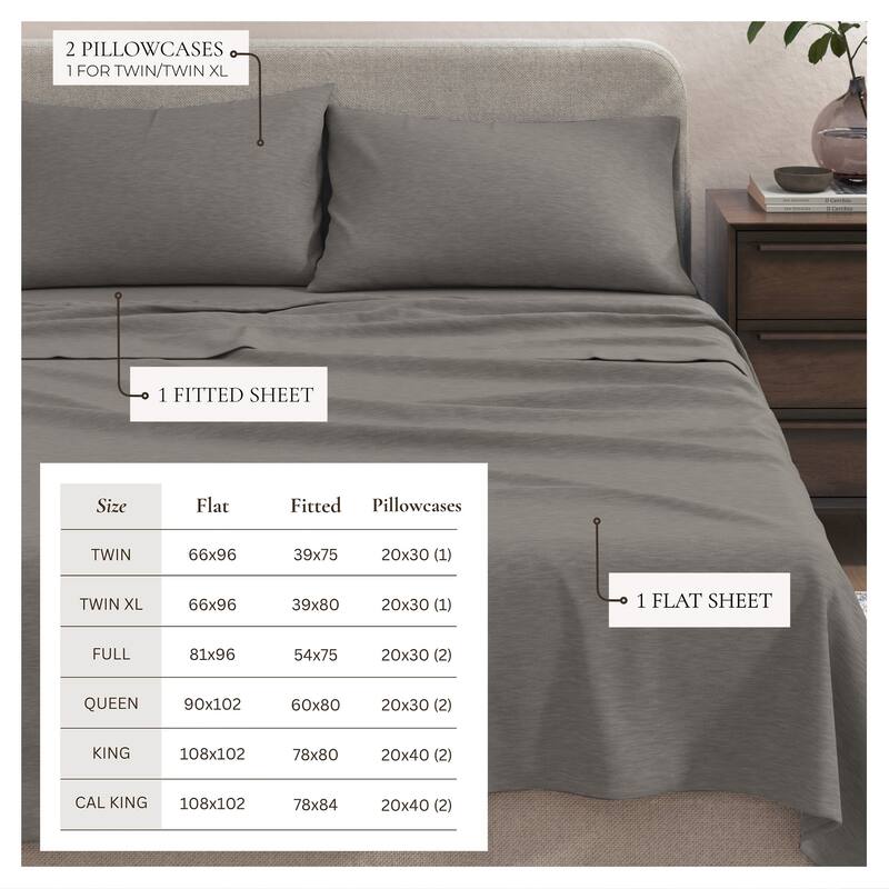 Linery & Co. Heathered Melange Cotton Jersey Knit Sheet Set