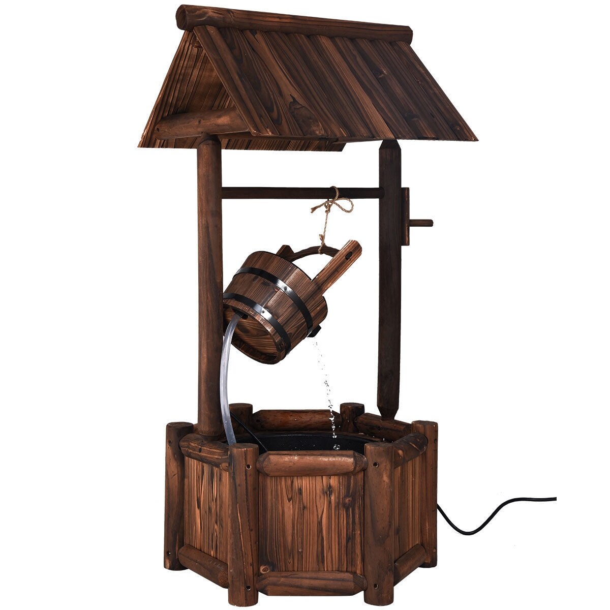 Shop Costway Garden Rustic Wishing Well Water Fountain Wooden