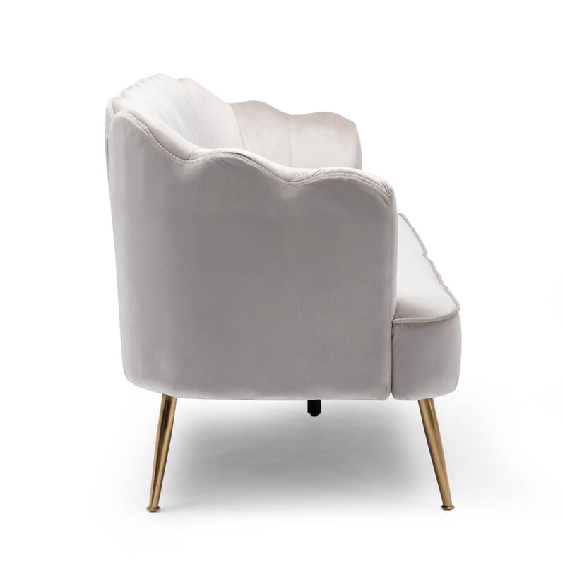 76.25" Velvet Channel Stitching 3-seater Sofa with Metal Legs for Living Room
