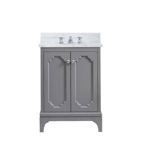 Queen Carrara White Marble Countertop Vanity with Faucet
