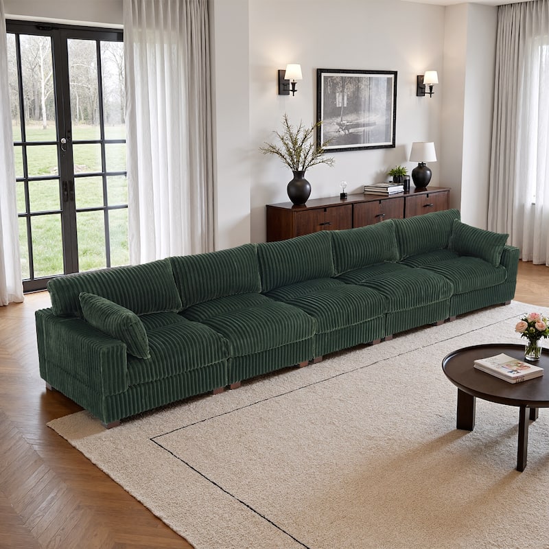 5-Piece Oversized Cotton Flannel Modular Sectional Sofa for Living Room