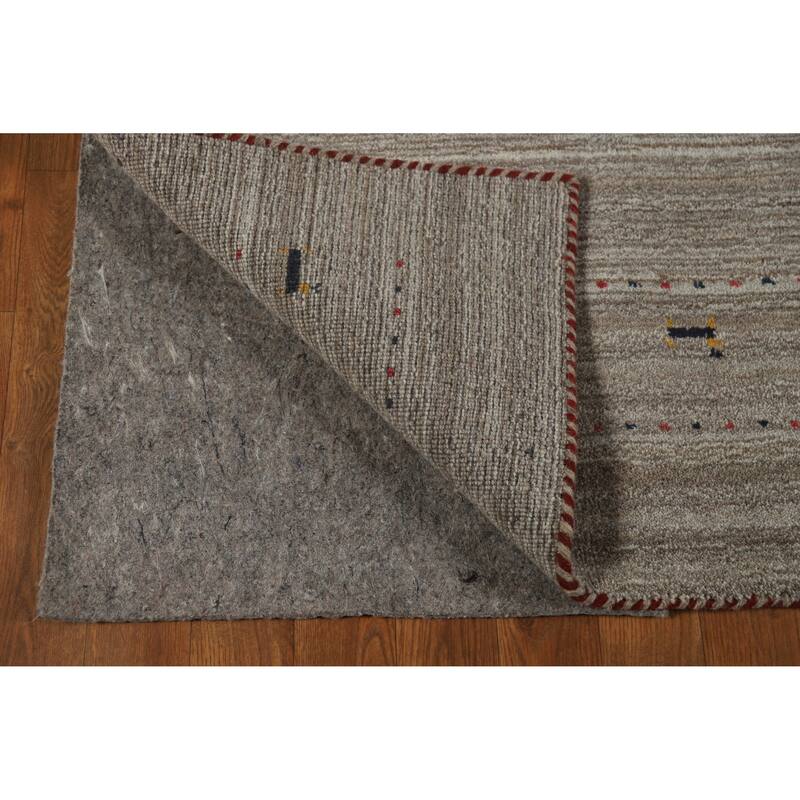 Hand Knotted Oriental 100% Wool Carpet Tribal Animal Pictorial Greys & Charcoal Gabbeh Area Rug - 7' 9'' X 5' 0''