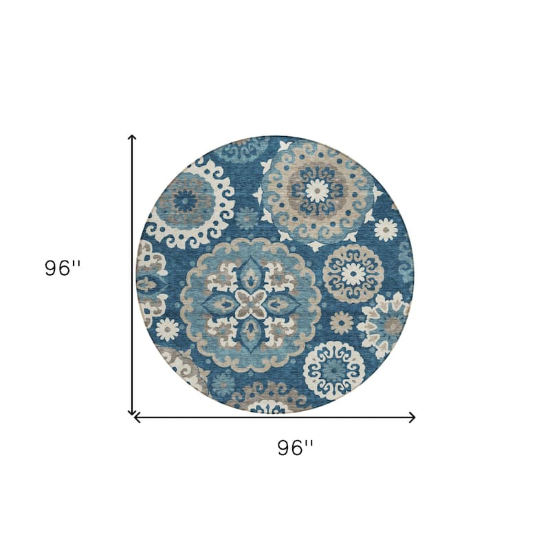 HomeRoots Floral Medallion Transitional Rectangle Outdoor Rug