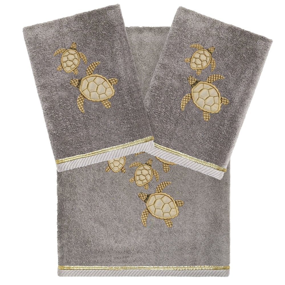 Authentic Hotel and Spa Turkish Cotton Tortuga 3PC Embellished Towel Set