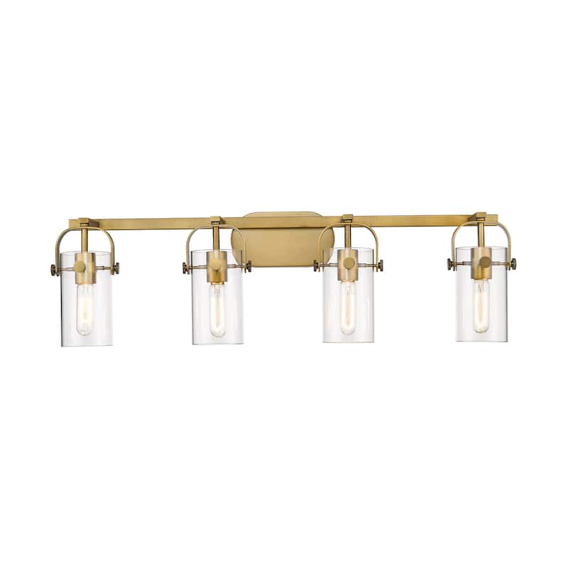 Innovations Lighting 423-4W-11-35 Pilaster Vanity Pilaster 4 Light 35" - Brushed Brass / Clear