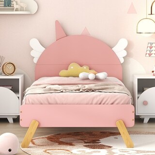 Wooden Cute Bed With Unicorn Shape Headboard Twin Size Platform Bed Bed Bath Beyond 40215191