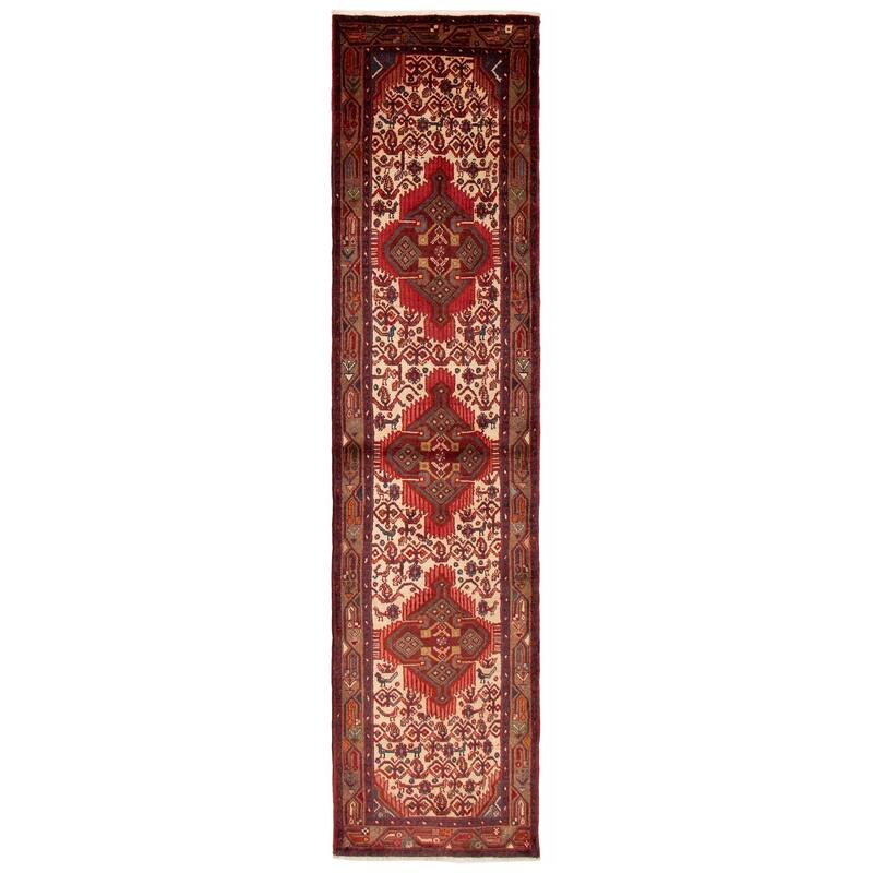 ECARPETGALLERY Hand-knotted Andelz Cream, Red Wool Rug - 2'8 x 10'6 - Cream/ Red - 2'8 x 10'6