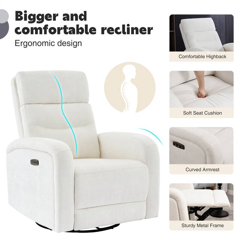 Aemeios Swivel Power Recliner Rocker with USB and Type C Port Set of 2