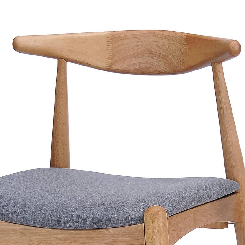 Set of 2 Rubberwood Dining Chairs with Ergonomic Backrest & Comfort Cushions