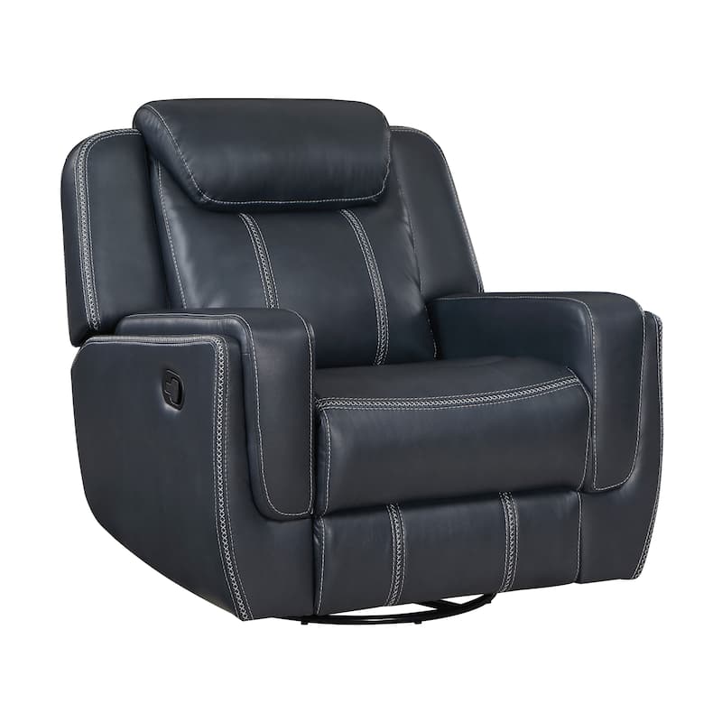 Manuel Breathable Faux Leather Swivel Glider Reclining Chair - Blue