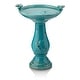 preview thumbnail 8 of 10, Alpine Corporation 25" Tall Outdoor Ceramic Antique Pedestal Birdbath with 2 Bird Figurines, Garden Bird Bath Bowl, Turquoise