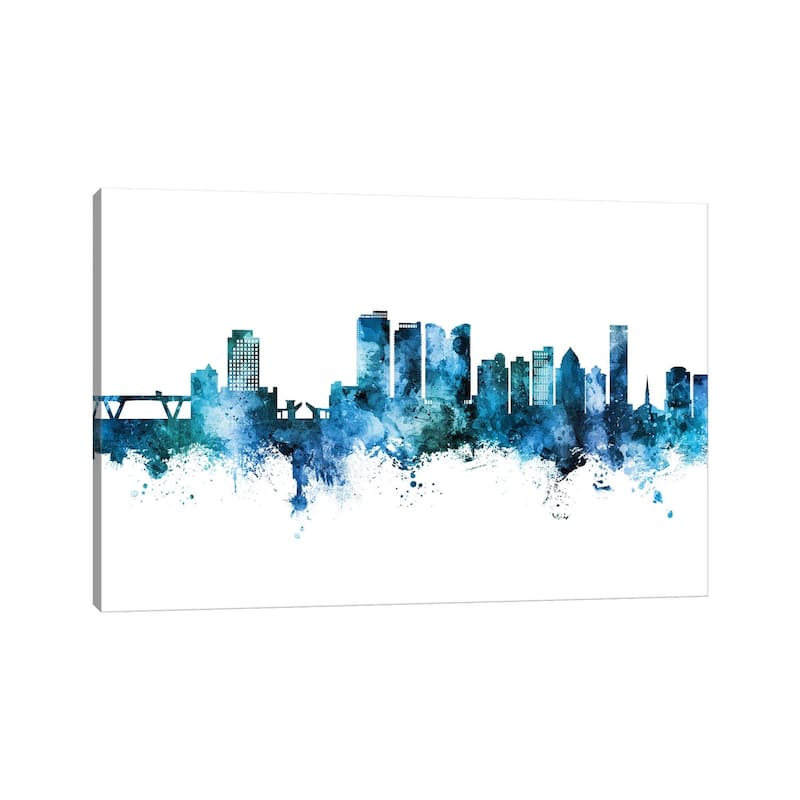 iCanvas "Fort Lauderdale Skyline Blue Teal" by Michael Tompsett Canvas Print