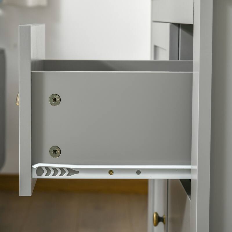 HOMCOM Modern Floor Cabinet, Storage Sideboard, Kitchen Buffet Table w/ Rubberwood Top, 3 Drawers and Cabinet