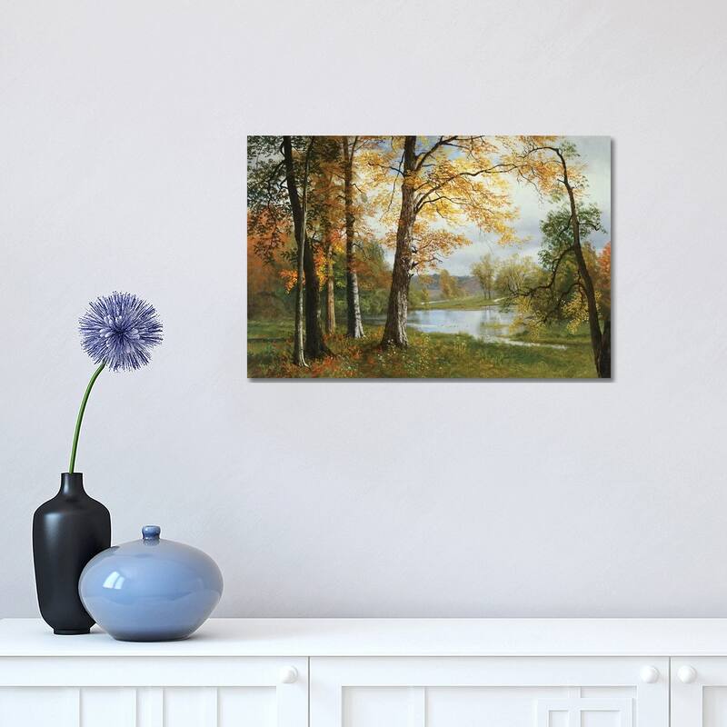 iCanvas "A Quiet Lake " by Albert Bierstadt Canvas Print - 12x18x1.5