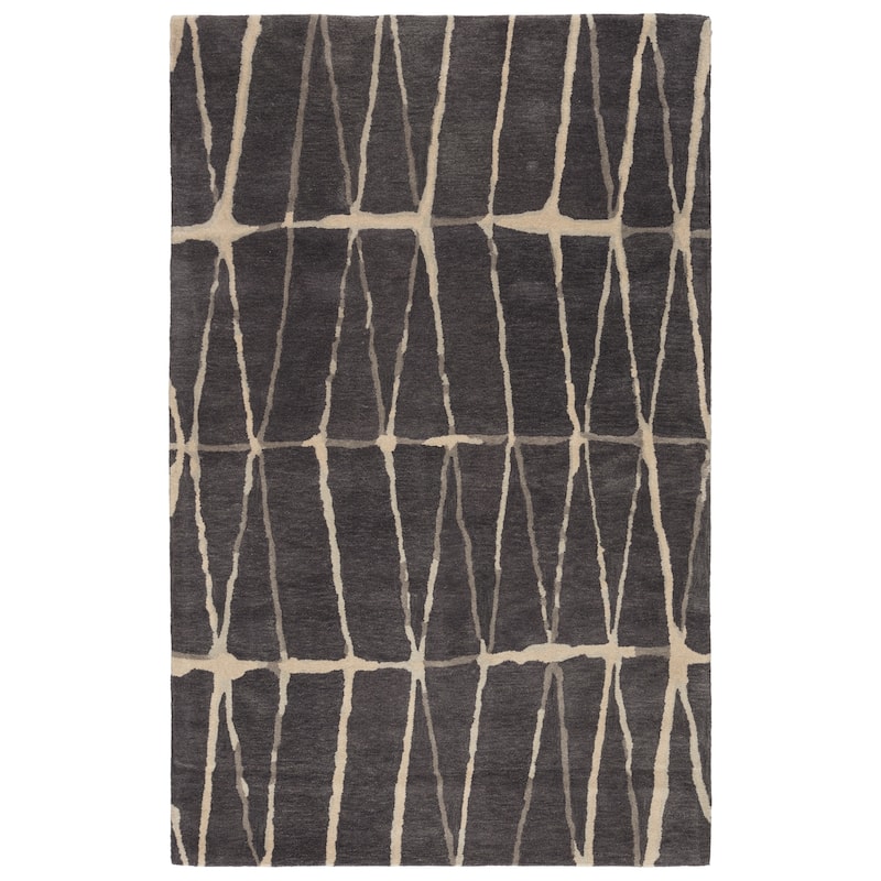 Botticino Handmade Geometric Area Rug - 5' x 8' - Grey/Cream - Rectangle