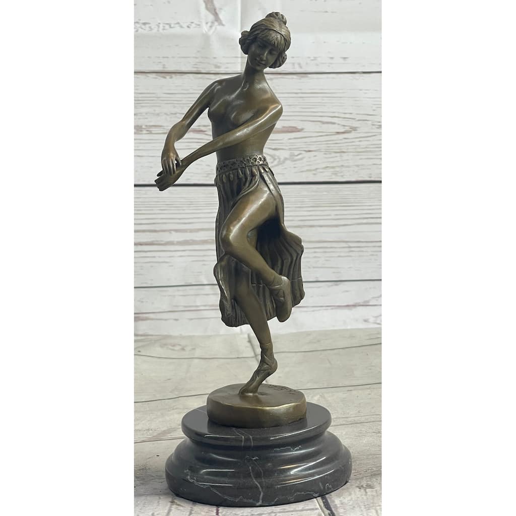 Topless Hawaiian Hula Dancer Girl Art Deco Bronze Sculpture Statue Figure 10 Inches X 4 Inches