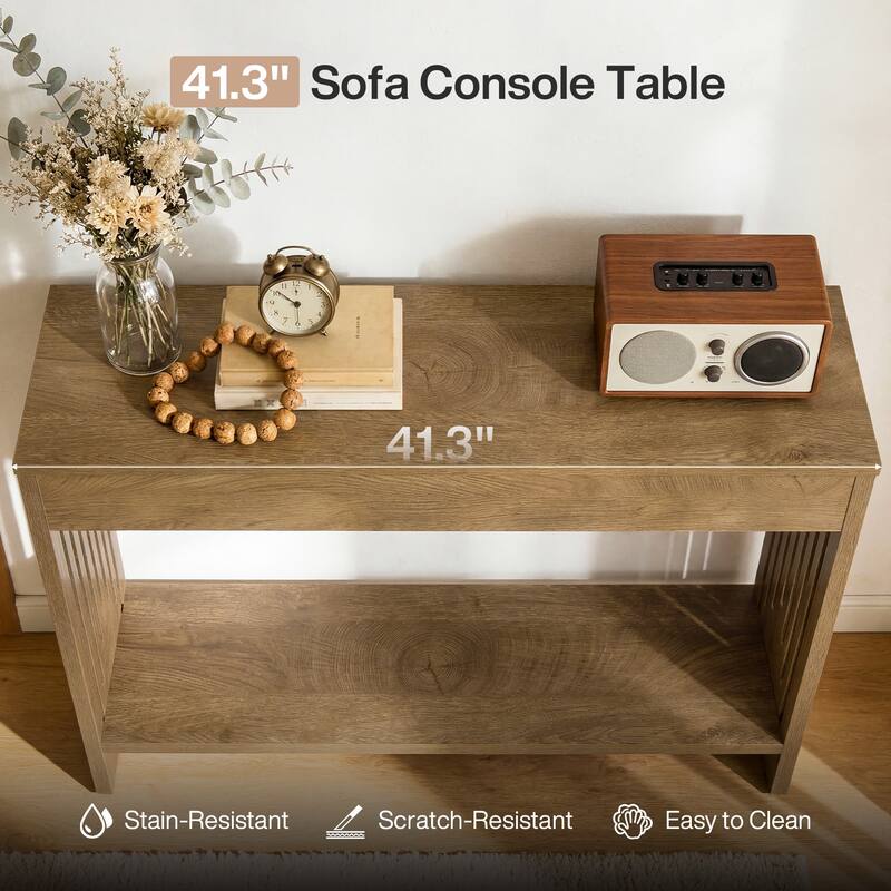 41.3-Inch Console Table Behind Couch, Small Sofa Table with Storage Shelves for Living Room, Entryway, Hallway, Foyer, Entrance