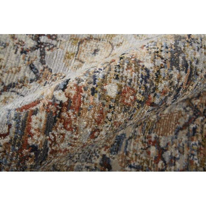 Xexej Power Loomed Distressed Floral Traditional Non Skid with Fringe Area Rug By HomeRoots
