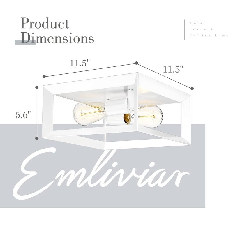 2-Light Modern Flush Mount Light Fixture