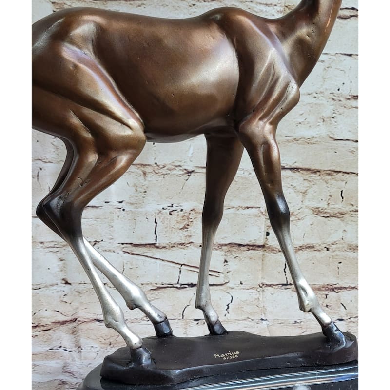Deer Doe Bronze Sculpture Statue Limited Edition Numbered Signed Art Decor