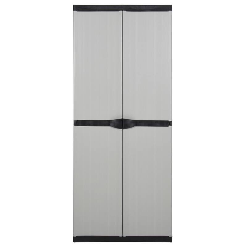 vidaXL Garden Cabinet Grey and Black PVC and PP (Polypropylene) Medium - 26.8 x 26.8 x 66.1