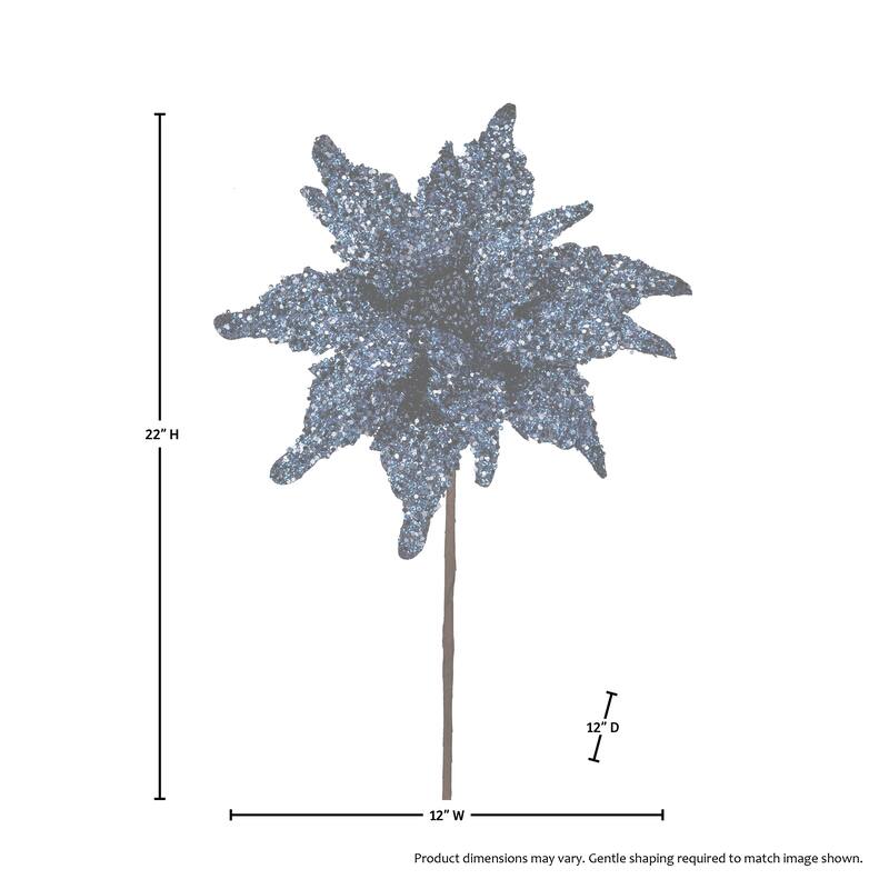 22" Sequin Glitter Poinsettia Stem