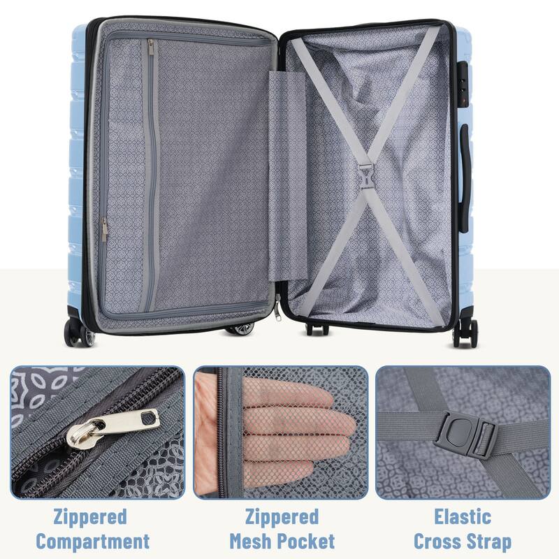 Stylish 3 Piece Hardshell Luggage Set with TSA Lock, Spinner Wheels and Spacious Interior for Travel