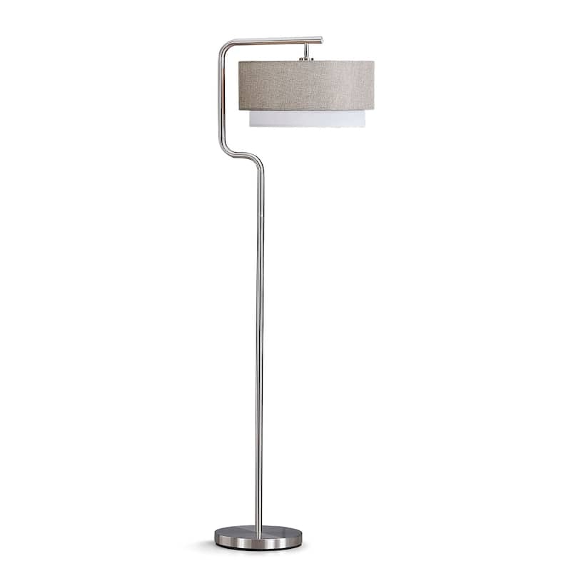 Aviate 63"H Metal Floor Lamp - BrushedNickel /BrownWhiteShade