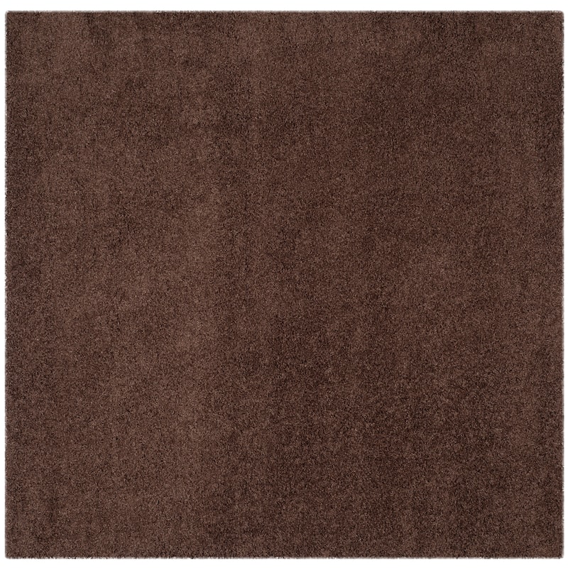 SAFAVIEH Laguna Shag Viroana Solid 2-inch Thick Rug - 4' Square - Brown