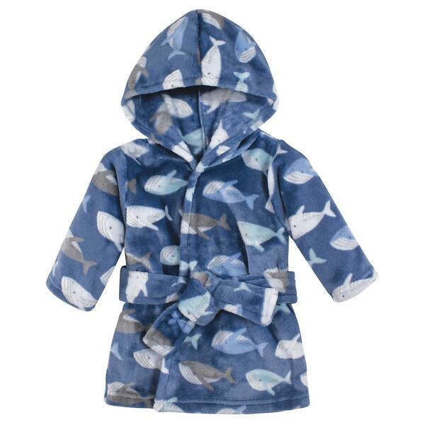 slide 1 of 1, Luvable Friends Unisex Baby Plush Bathrobe, Whales, 0-9 Months - Whales - 0-9 Months 0-9 Months - Whales