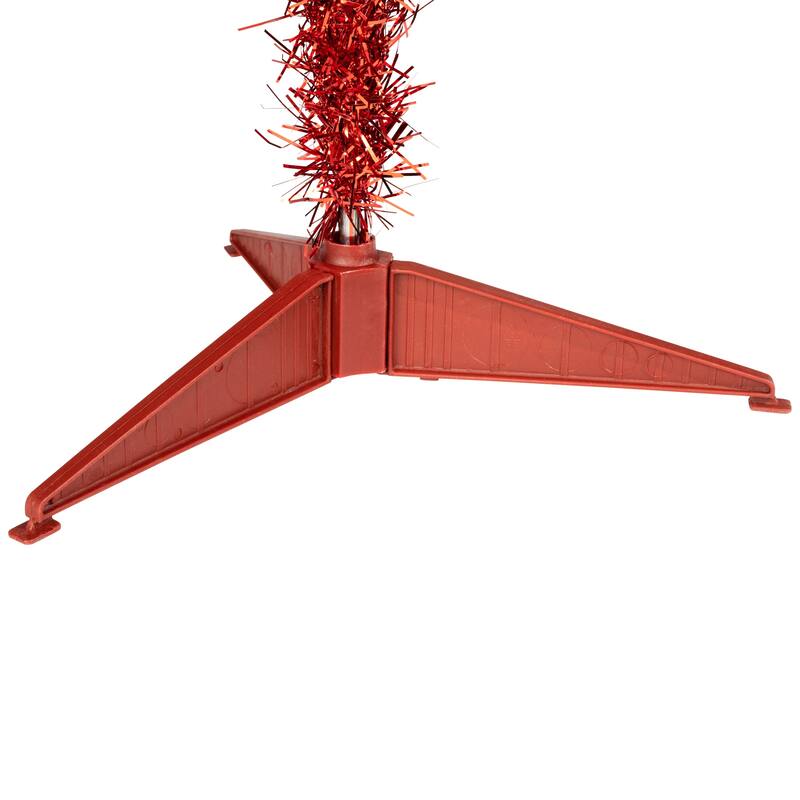 Pre-Lit Artificial Tinsel Christmas Tree - 3' - Red - Clear Lights - 3 Foot