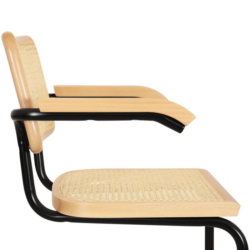 Breuer Chair Company Marcel Breuer Cesca Cane Cantilever Armchair Arm Chair w/ Black Steel Frame (Various Wood & Cane Colors)
