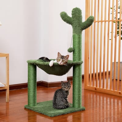 Cactus Cat Tree Cat Scratching Post with Hammock Play Tower