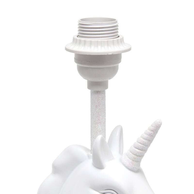 16 in. Glitter Finish Unicorn Base Table Lamp with White Shade, Childern's Bedroom Lamp