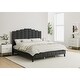 preview thumbnail 40 of 55, Tufted Upholstered Platform Bed with Sturdy Center Legs and Elegant Headboard for Bedroom by HULALA HOME GREY - King