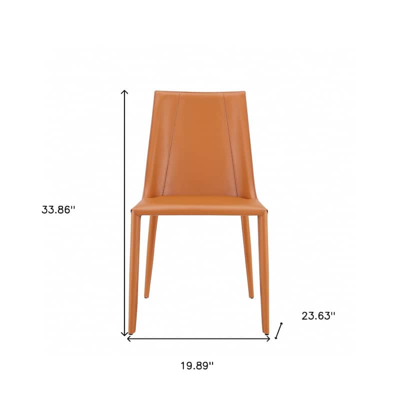 Upholstered Leather Dining Chair with Steel Frame for Modern Dining Room - 19.89” x 23.63” x 33.86”