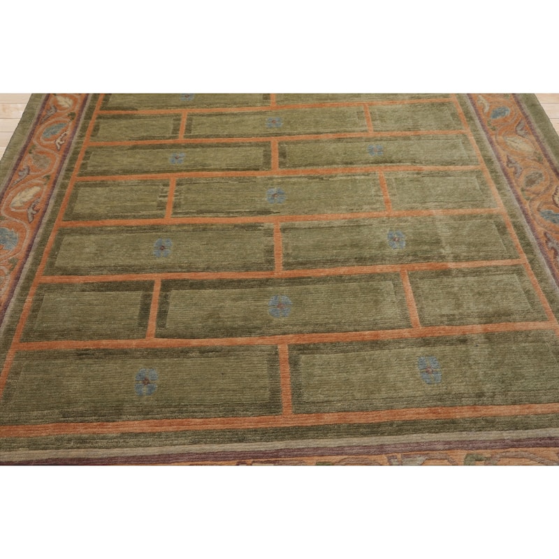 8'1''x11'4'' Hand Knotted Wool Mint Tibetan Mikhaelian Kohlberg Rug - 8' 1'' x 11' 4''