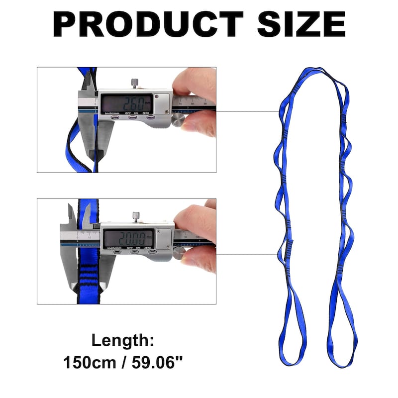 25KN Daisy Chain Yoga Extend Belt 1.5M, Climbing Straps for Exercise - 1.5M - Blue