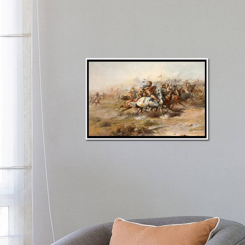 iCanvas "Custer Fight" by Charles Marion Russell Framed Canvas Print