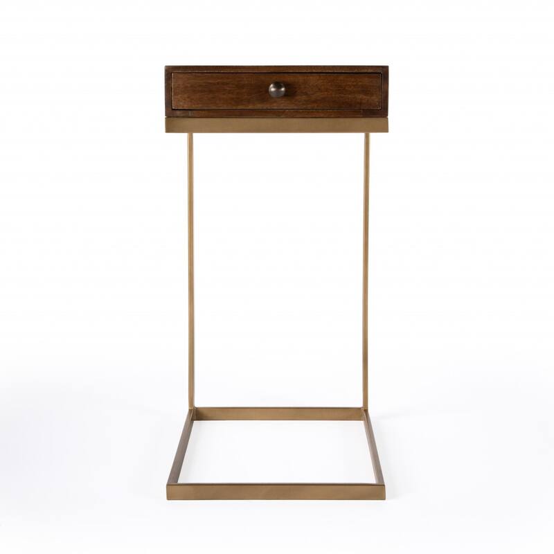 HomeRoots 27" Natural Brown Solid And Manufactured Wood Square End Table With Drawer - 13.75