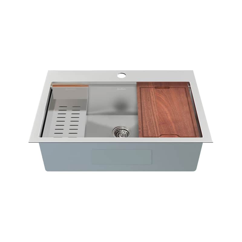 Swiss Madison SM-KT777 Ravi 22" Drop In Single Basin Stainless Steel - Stainless Steel - Stainless Steel