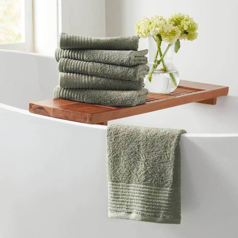 Linery & Co. 100% Featherspun Cotton Quick-Dry Bath Towel - Hand Towel (Pack of 6) - Olive