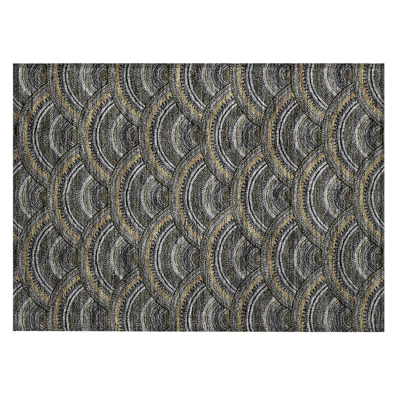 Machine Washable Indoor/ Outdoor Modern Mosaic Chantille Rug