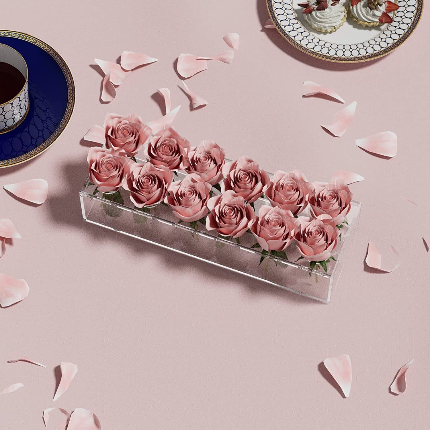 Modern Flower Vase Holes Arcylic Floral Container Centerpiece Home Decor Bed Bath & Beyond