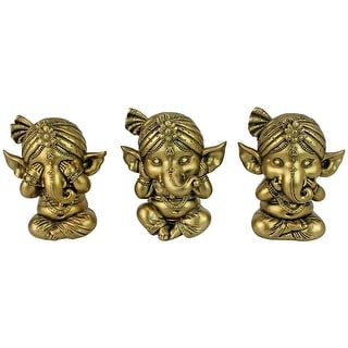 Design Toscano See-No, Hear-No, Speak-No Evil Lord Ganesha Statue Collection - Gold