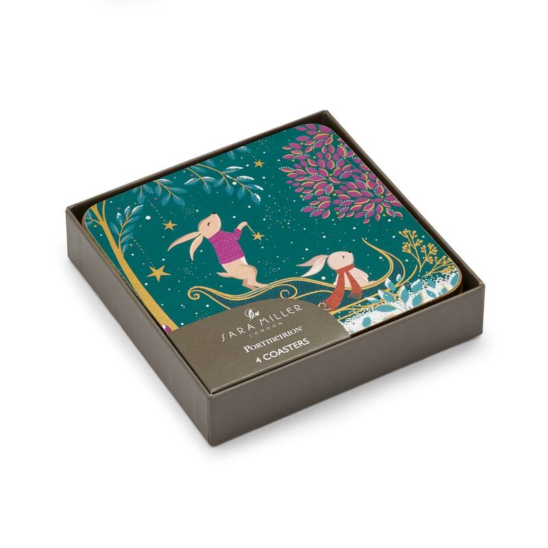 Sara Miller Woodland Tales Coasters, Set of 4 - 4 x 4 in