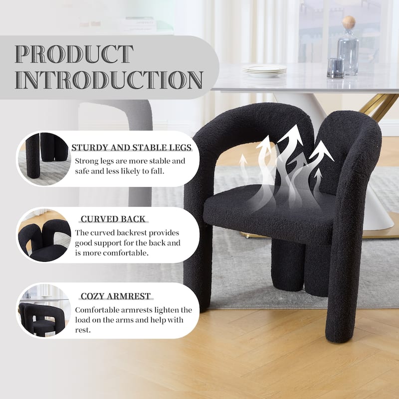 Roomfitters Modern Boucle Accent Chairs, Set of 2, Upholstered Arched Back Dining or Lounge Chairs for Living Room or Office