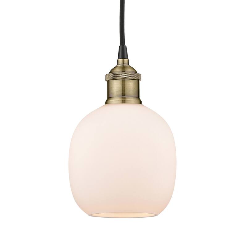 Innovations Lighting 616-1P-10-6 Belfast Pendant Belfast 6" Wide Mini - Black Antique Brass / Matte White
