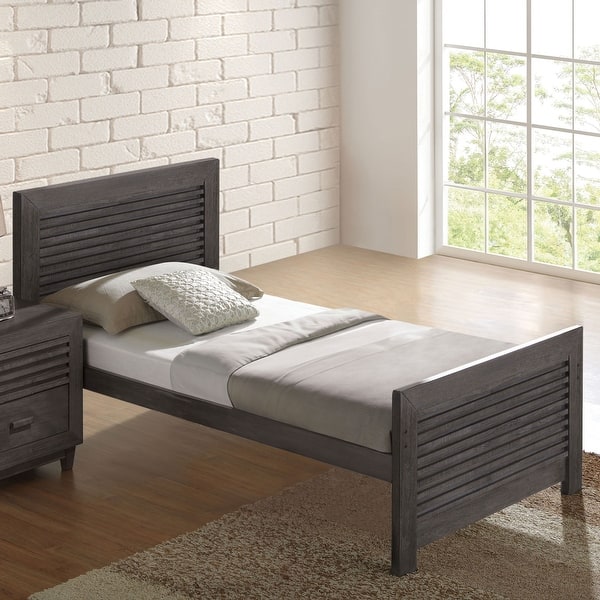 slide 2 of 3, Furniture of America Faye Modern Charcoal Brown Rubberwood Twin Platform Bed Charcoal Brown